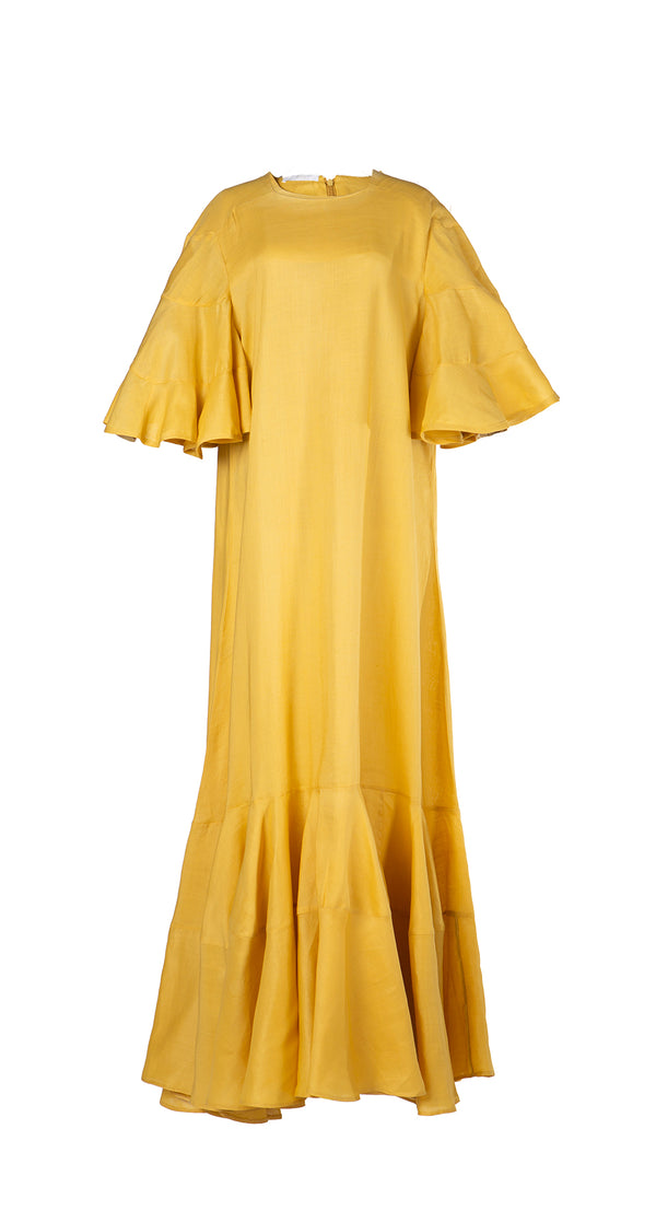 Betta Fish Mustard Long Dress