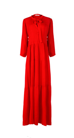 Señorita Red Pitaya Flounce Long Dress