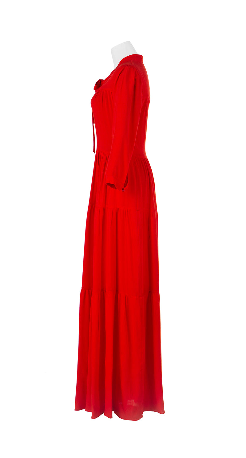 Señorita Red Pitaya Flounce Long Dress