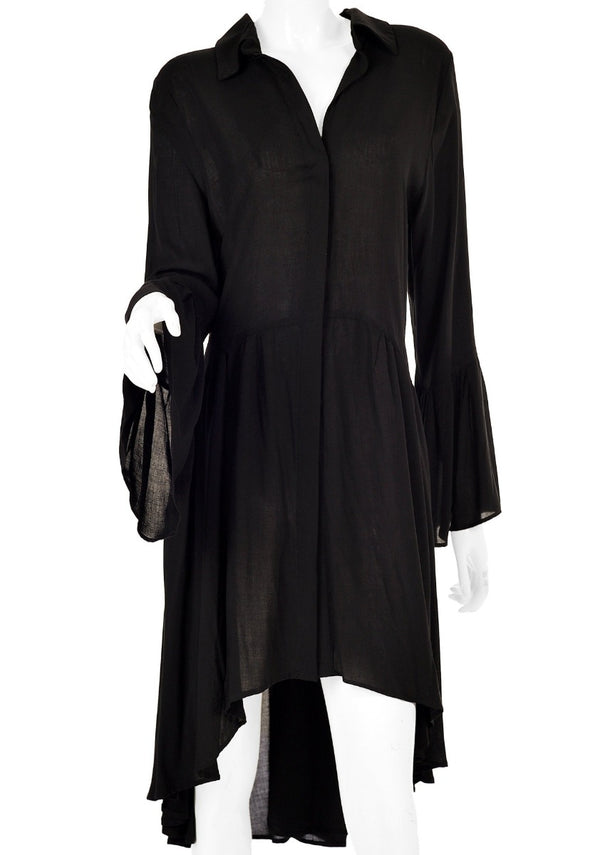 Black Flounce Bell Short Dress